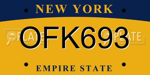 OFK693 New York License Plate
