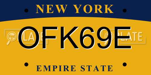 OFK69E New York License Plate