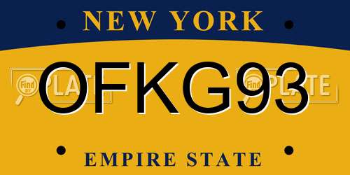 OFKG93 New York License Plate