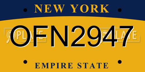 OFN2947 New York License Plate