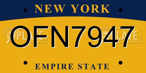 OFN7947 New York License Plate