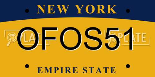 OFOS51 New York License Plate