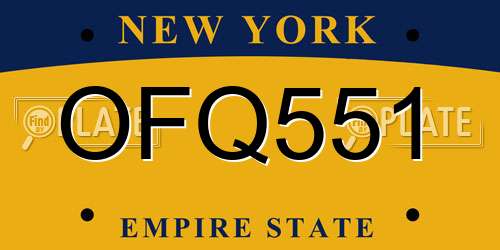 OFQ551 New York License Plate