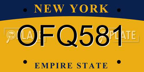 OFQ581 New York License Plate