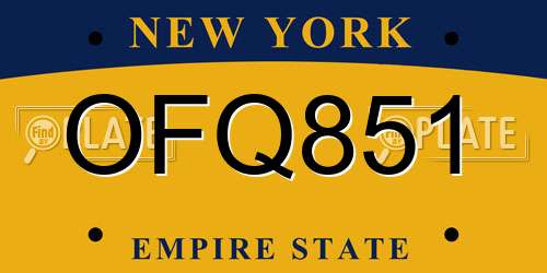 OFQ851 New York License Plate