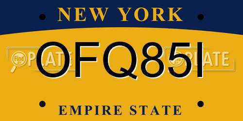 OFQ85I New York License Plate