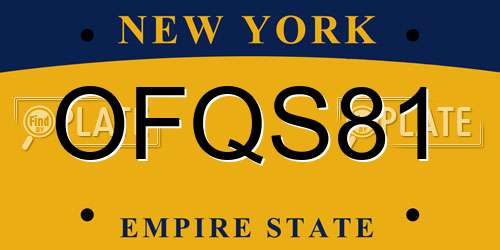 OFQS81 New York License Plate