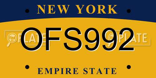 OFS992 New York License Plate