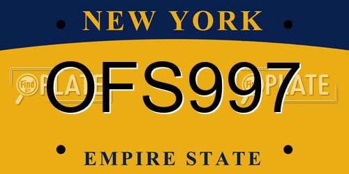 OFS997 New York License Plate