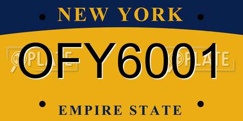 OFY6001 New York License Plate