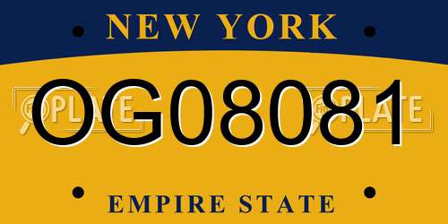 OG08081 New York License Plate