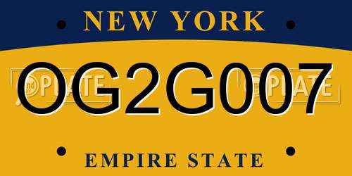 OG2G007 New York License Plate