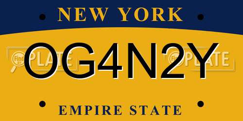OG4N2Y New York License Plate
