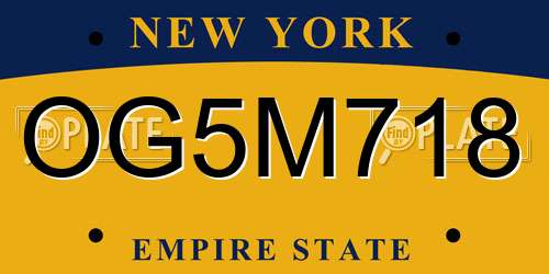 OG5M718 New York License Plate