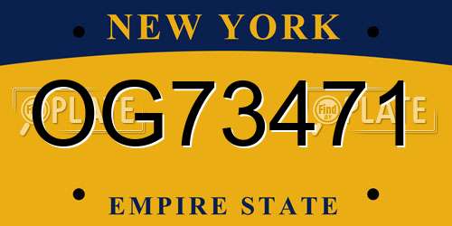 OG73471 New York License Plate