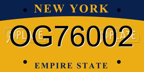 OG76002 New York License Plate