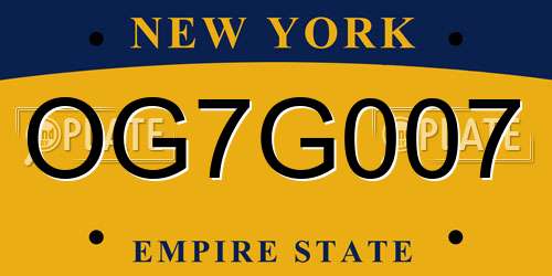 OG7G007 New York License Plate