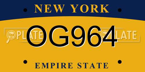 OG964 New York License Plate