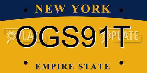 OGS91T New York License Plate