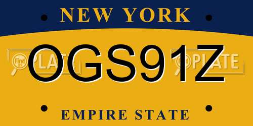 OGS91Z New York License Plate
