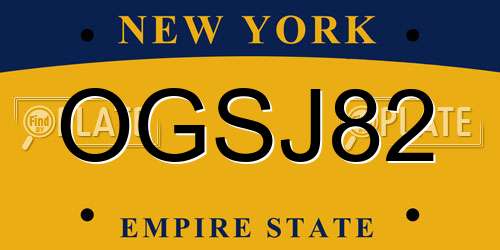 OGSJ82 New York License Plate
