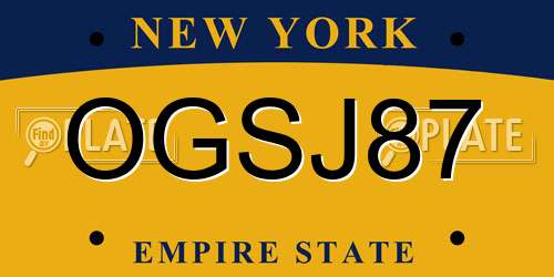 OGSJ87 New York License Plate