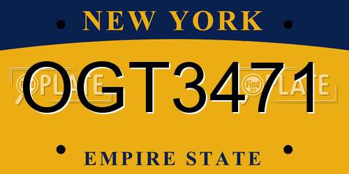 OGT3471 New York License Plate