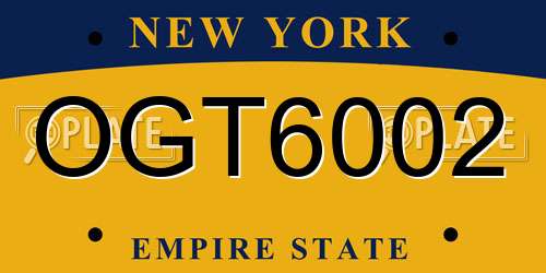 OGT6002 New York License Plate