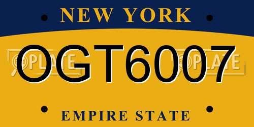 OGT6007 New York License Plate