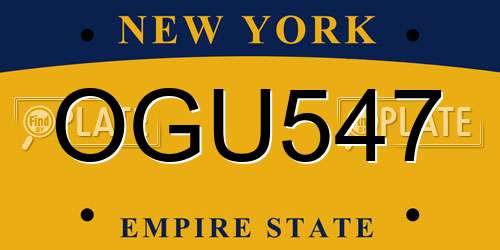OGU547 New York License Plate