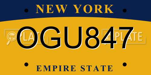 OGU847 New York License Plate
