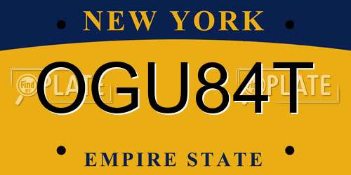 OGU84T New York License Plate