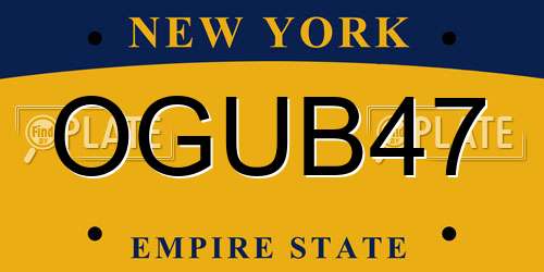 OGUB47 New York License Plate
