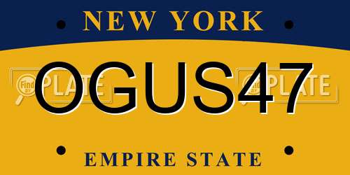 OGUS47 New York License Plate