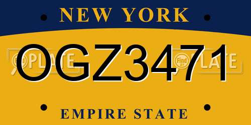 OGZ3471 New York License Plate