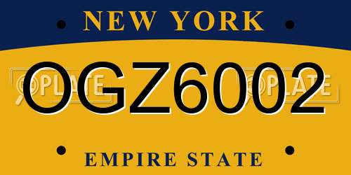 OGZ6002 New York License Plate