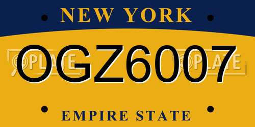 OGZ6007 New York License Plate