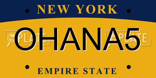 OHANA5 New York License Plate