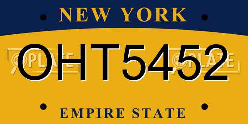 OHT5452 New York License Plate