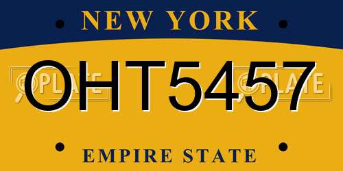 OHT5457 New York License Plate