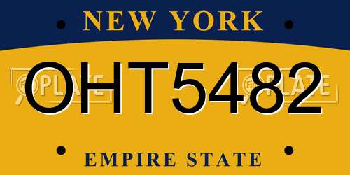 OHT5482 New York License Plate