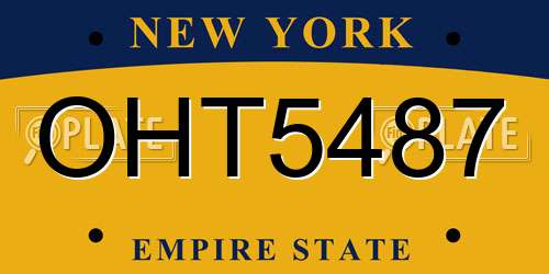 OHT5487 New York License Plate
