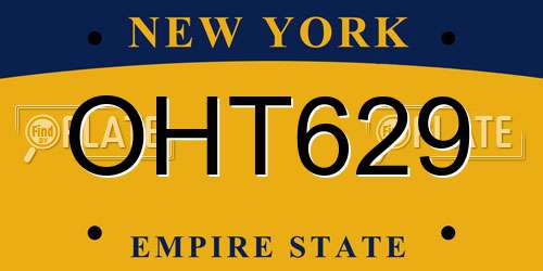 OHT629 New York License Plate