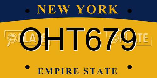 OHT679 New York License Plate