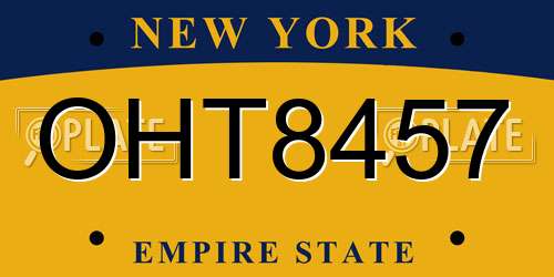 OHT8457 New York License Plate