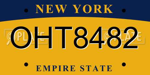 OHT8482 New York License Plate