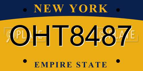 OHT8487 New York License Plate