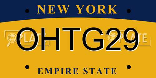 OHTG29 New York License Plate
