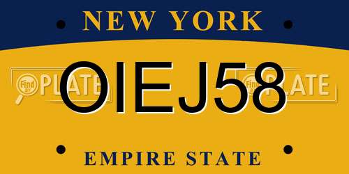 OIEJ58 New York License Plate