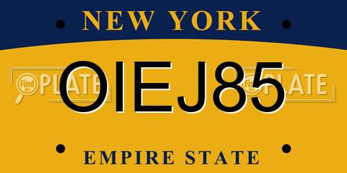 OIEJ85 New York License Plate